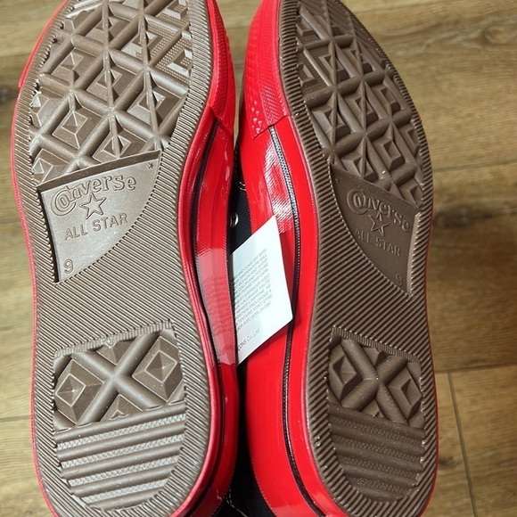 NIB Converse x Commes des Garçons Black & Red Chuck Taylor Sneakers Size 9 - Picture 7 of 11